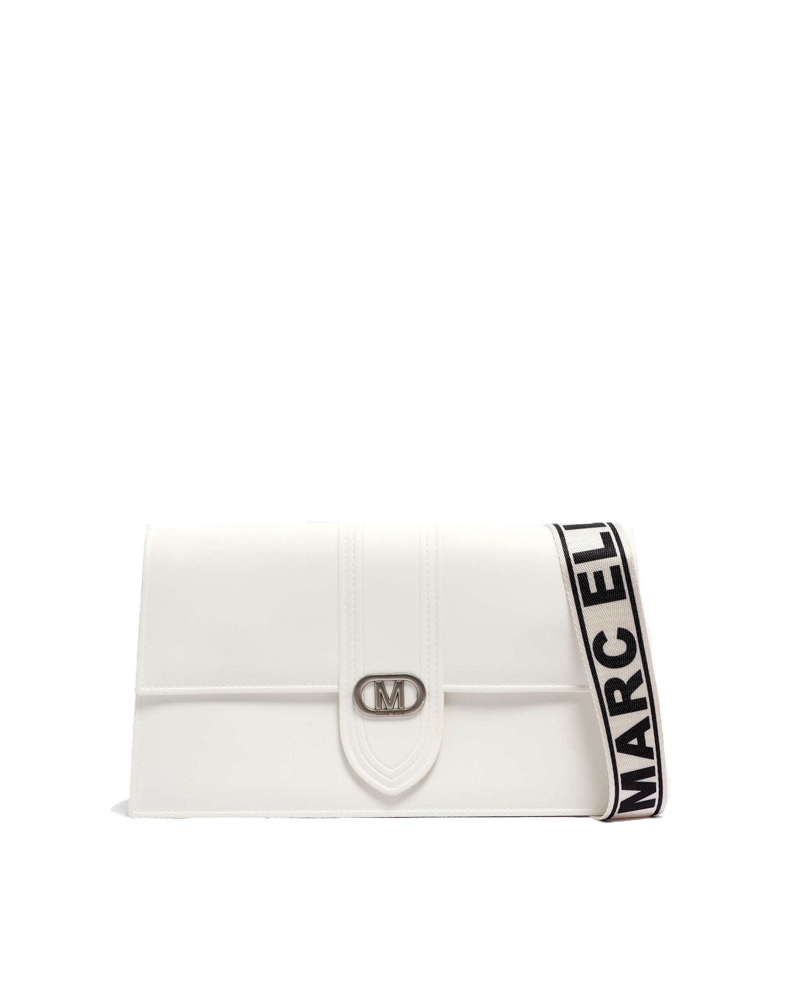 Borsa a mano da donna 100% Pvc FLAT ROOD M-WHITE + OFF SILVER Marc Ellis