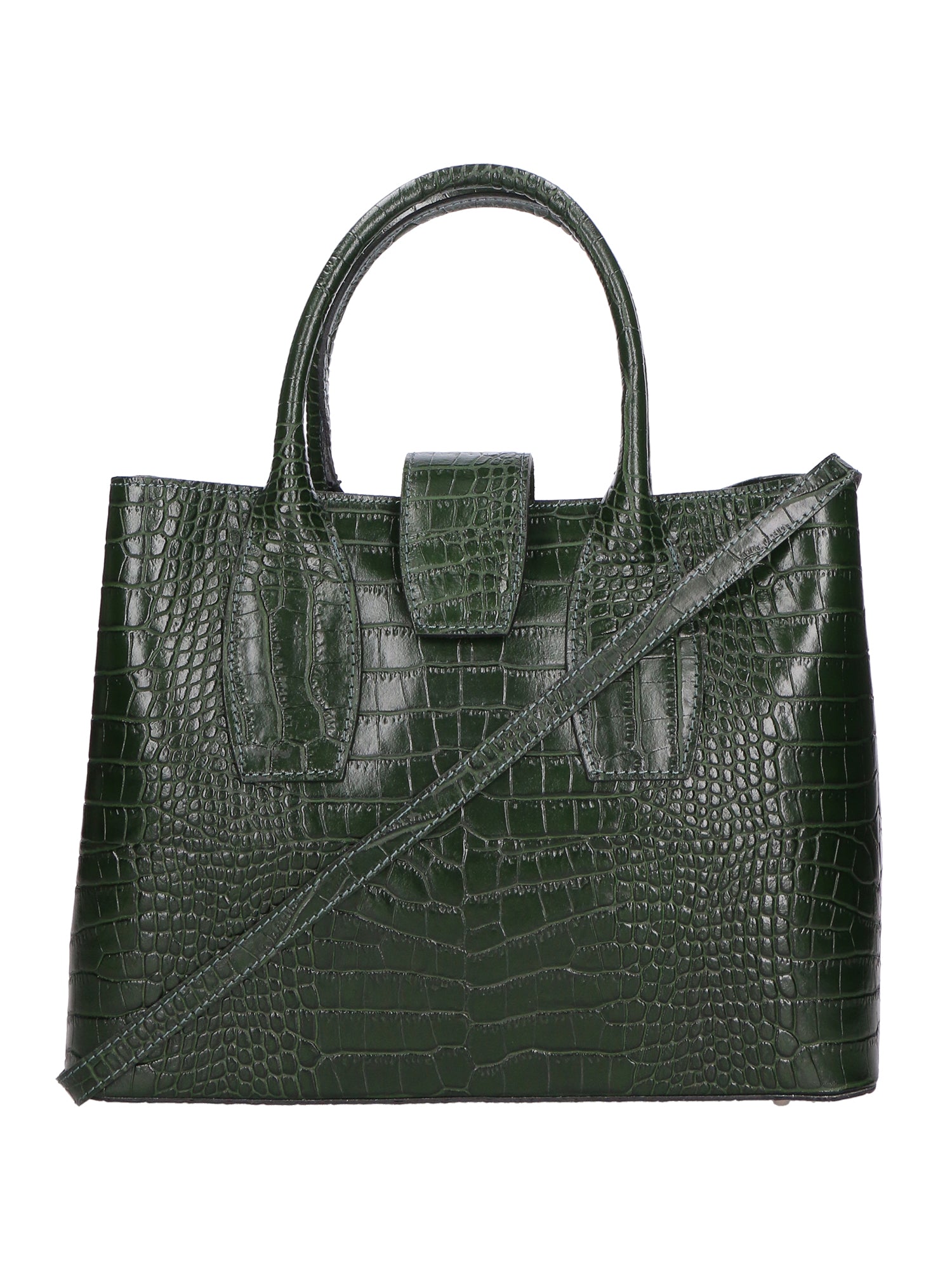 Letizia Borsa a mano da donna Pelle stampata croco 06542-VERDE SCURO Gave Lux