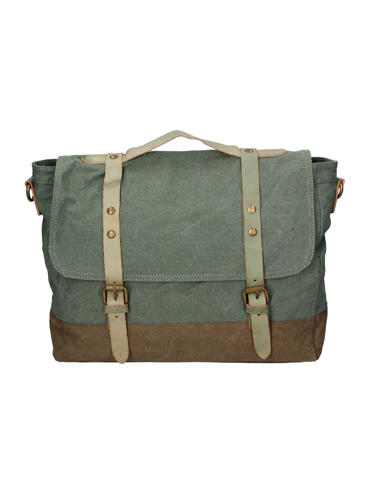 Minerva Borsa a mano unisex Canvas e pelle ZG3011-VERDE GREEN Gave Lux