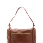 Borsa da viaggio unisex in vera pelle 100% cotone 4037-MARRONE Alessia Firenze