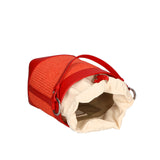 Women's bucket bag, mixed leather and fabric, Made in Italy, 24x18x15 cm