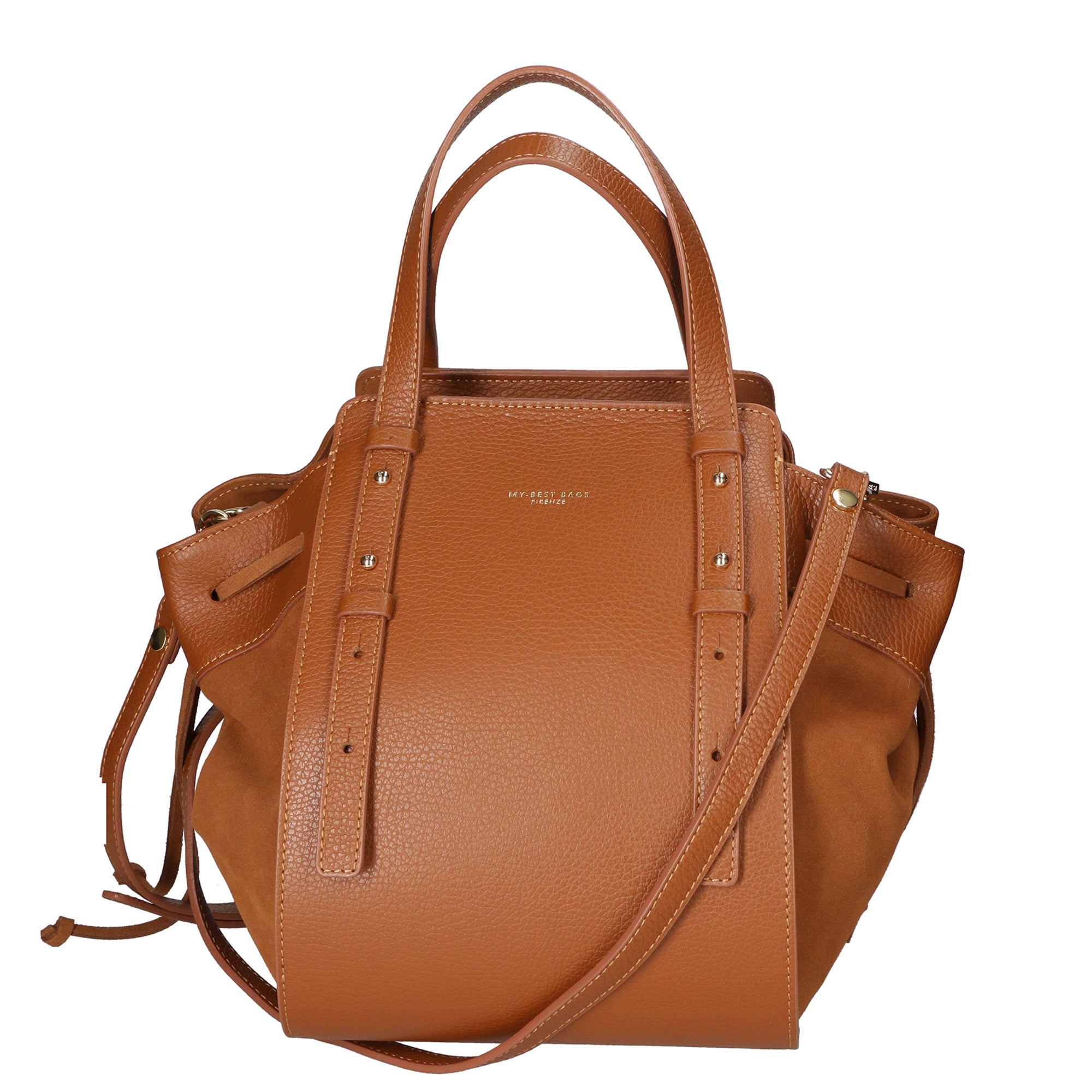 Borsa a mano da donna Vera pelle e suede MYB-8032-FW-TABACCO My Best Bag