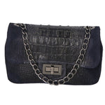 Camilla Borsa a tracolla da donna Pelle scamosciata croco 10029-BLEU Gave Lux
