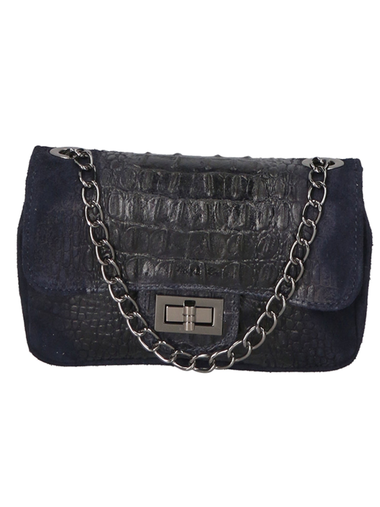 Camilla Borsa a tracolla da donna Pelle scamosciata croco 10029-BLEU Gave Lux