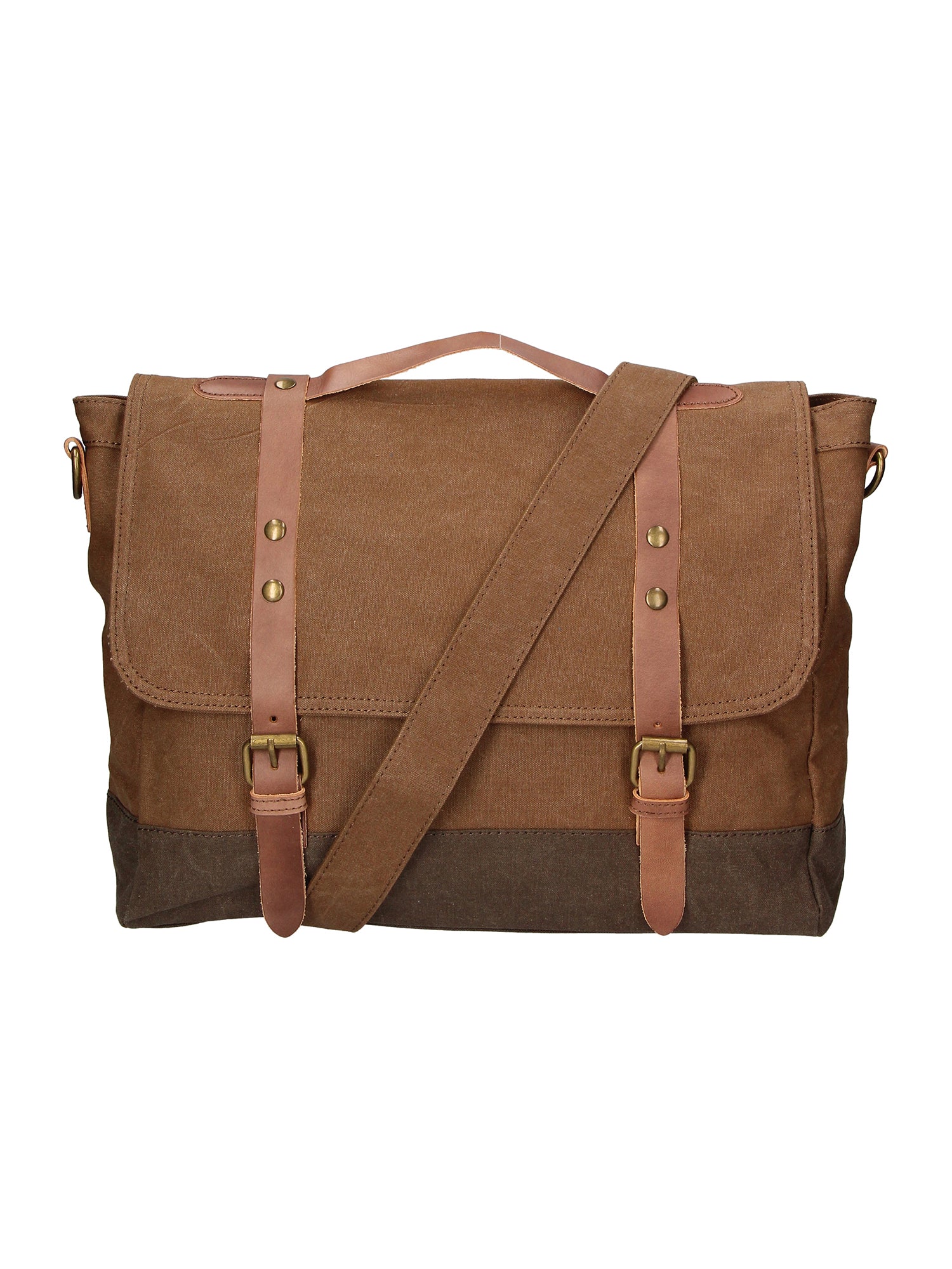 Minerva Borsa a mano unisex Canvas e pelle ZG3011-FANGO TAUPE Gave Lux