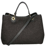 Borsa a mano da donna Misto pelle e tessuto Made in Italy 30x37,5x16 cm