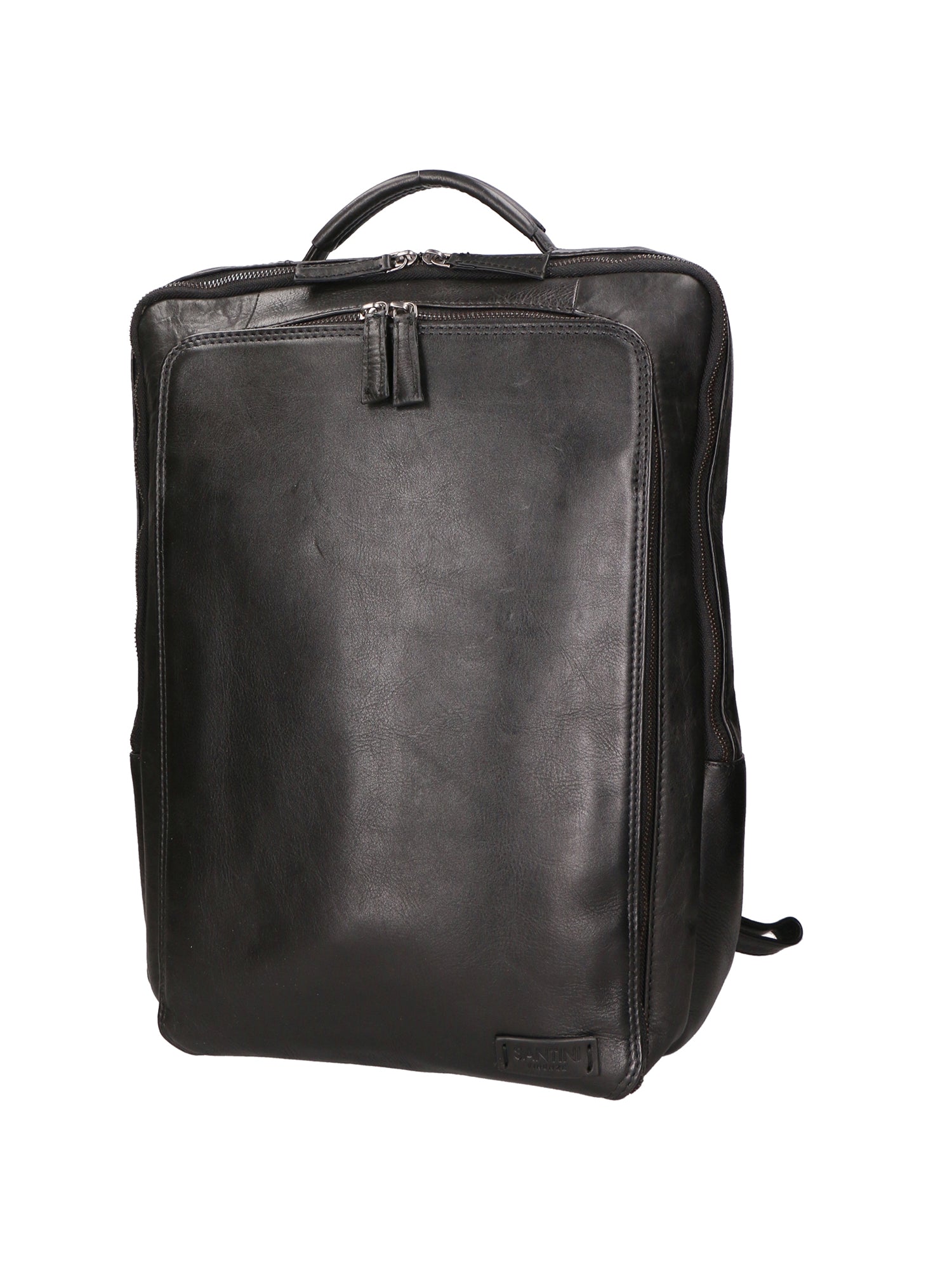 Zaino unisex in vera pelle Made in Italy Pelle di vacchetta ingrassata SN5863347-BLACK Santini Firenze