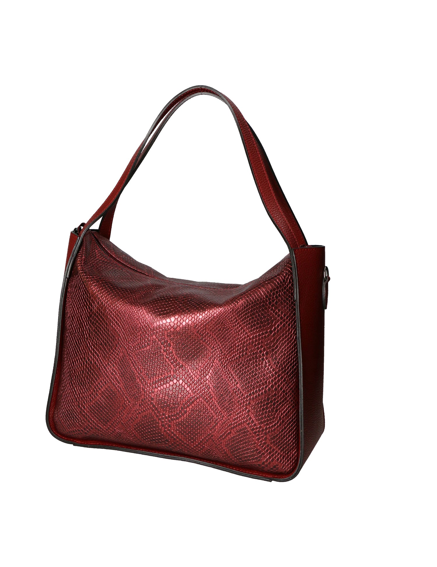 Aura Borsa a spalla da donna Vera pelle stampata lizard 05517-D10 RUBINO L019 RUBINO Gave Lux
