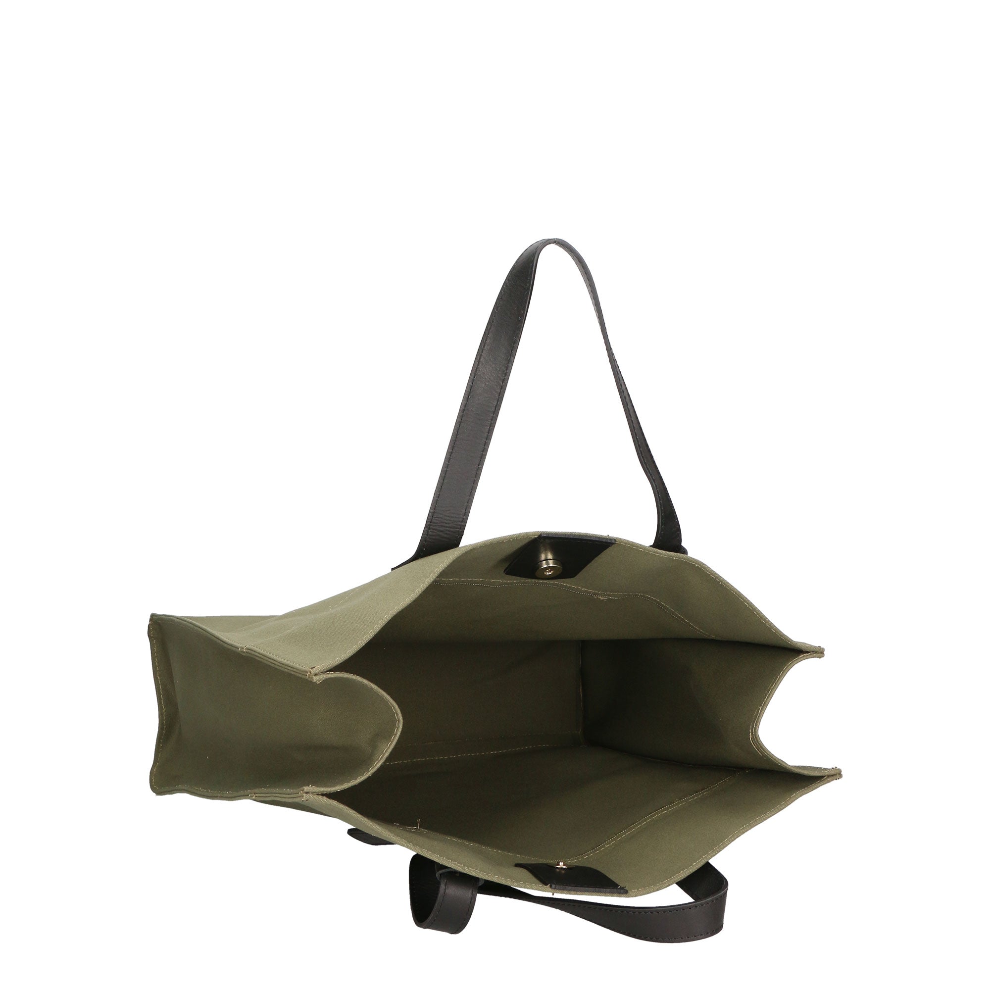 Borsa a mano da donna Vera pelle e cotone MYB-7037-SS-104 MILITARE My Best Bag