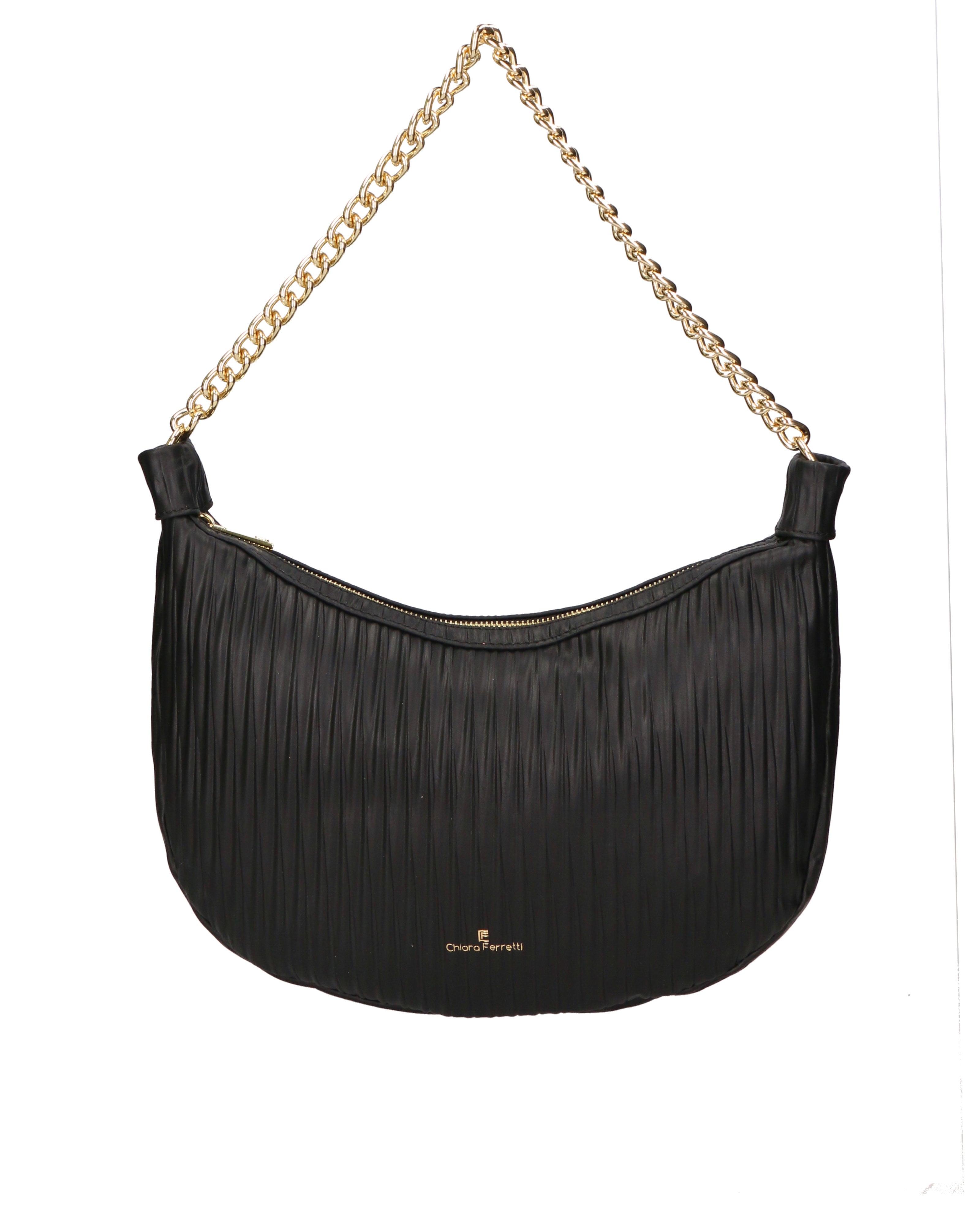 Zelia Nova Borsa a spalla da donna Vera pelle 03818-S28 NERO ORO Chiara Ferretti