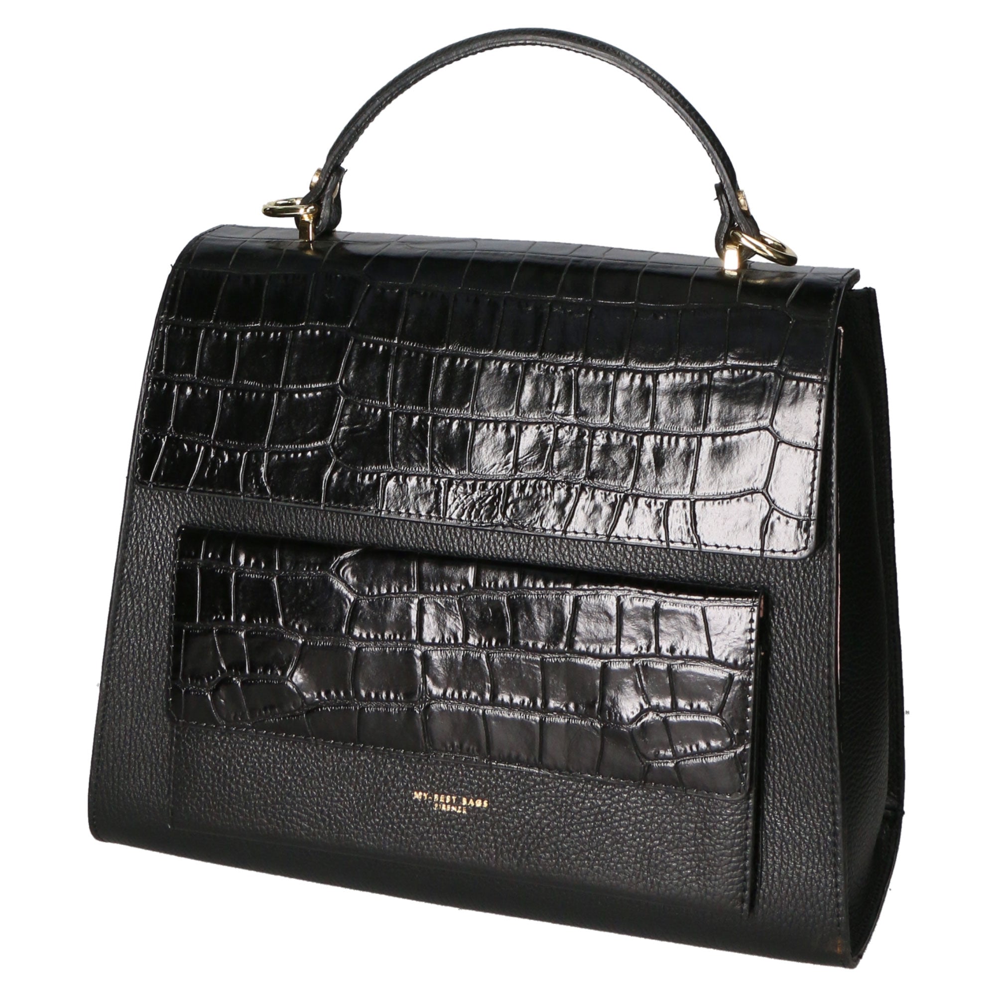 Borsa a mano da donna Made in Italy Vera pelle MYB-7034-SS-D28 NERO BLACK My Best Bag