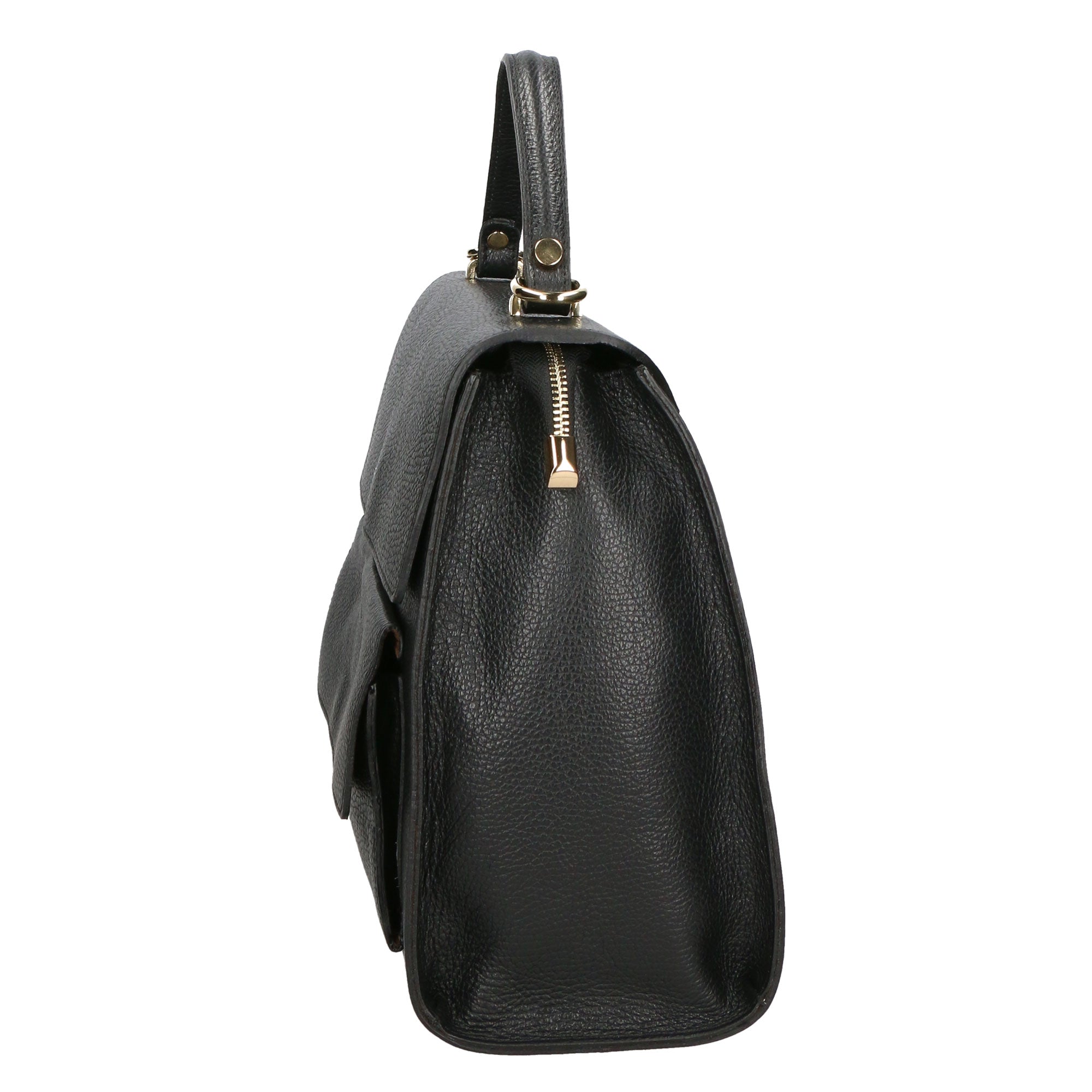 Borsa a mano da donna 100% vera pelle MYB-6033-FW-D28 NERO BLACK My Best Bag
