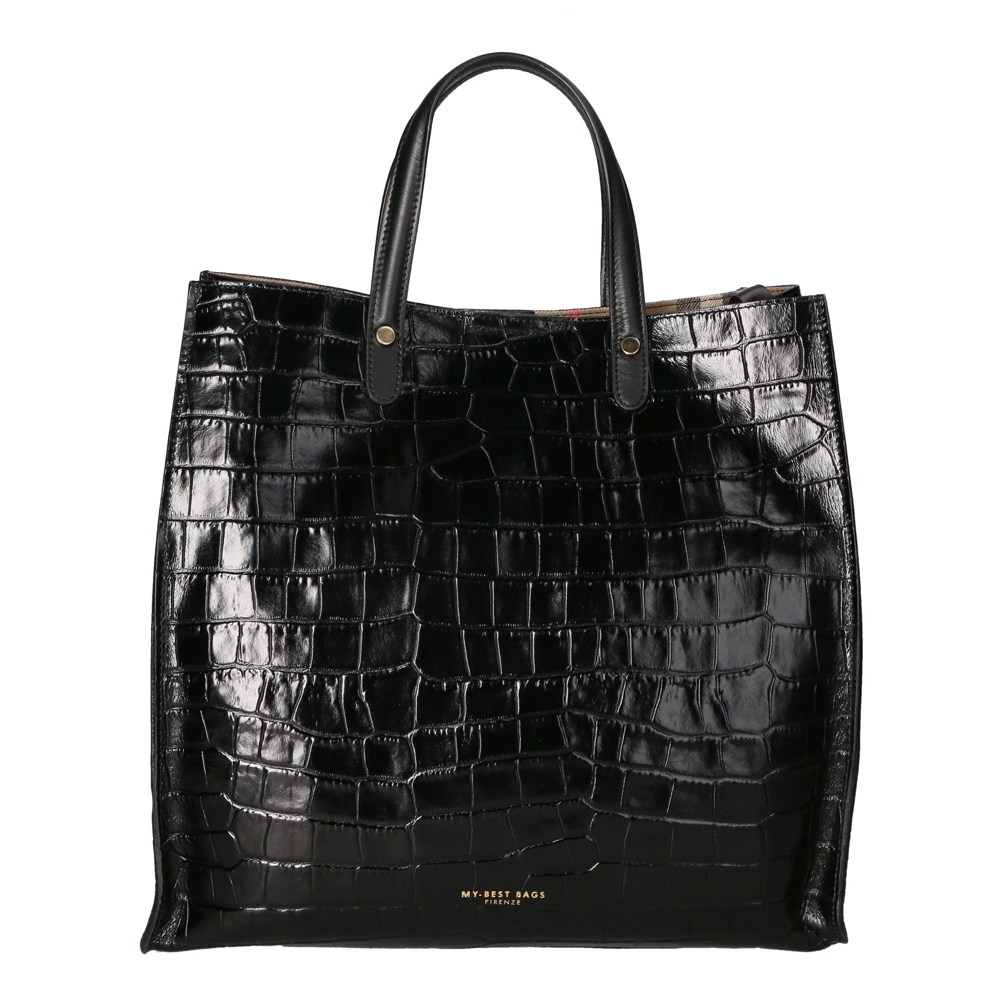 Borsa a mano da donna Pelle stampata cocco MYB-6028-FW-C28 NERO My Best Bag
