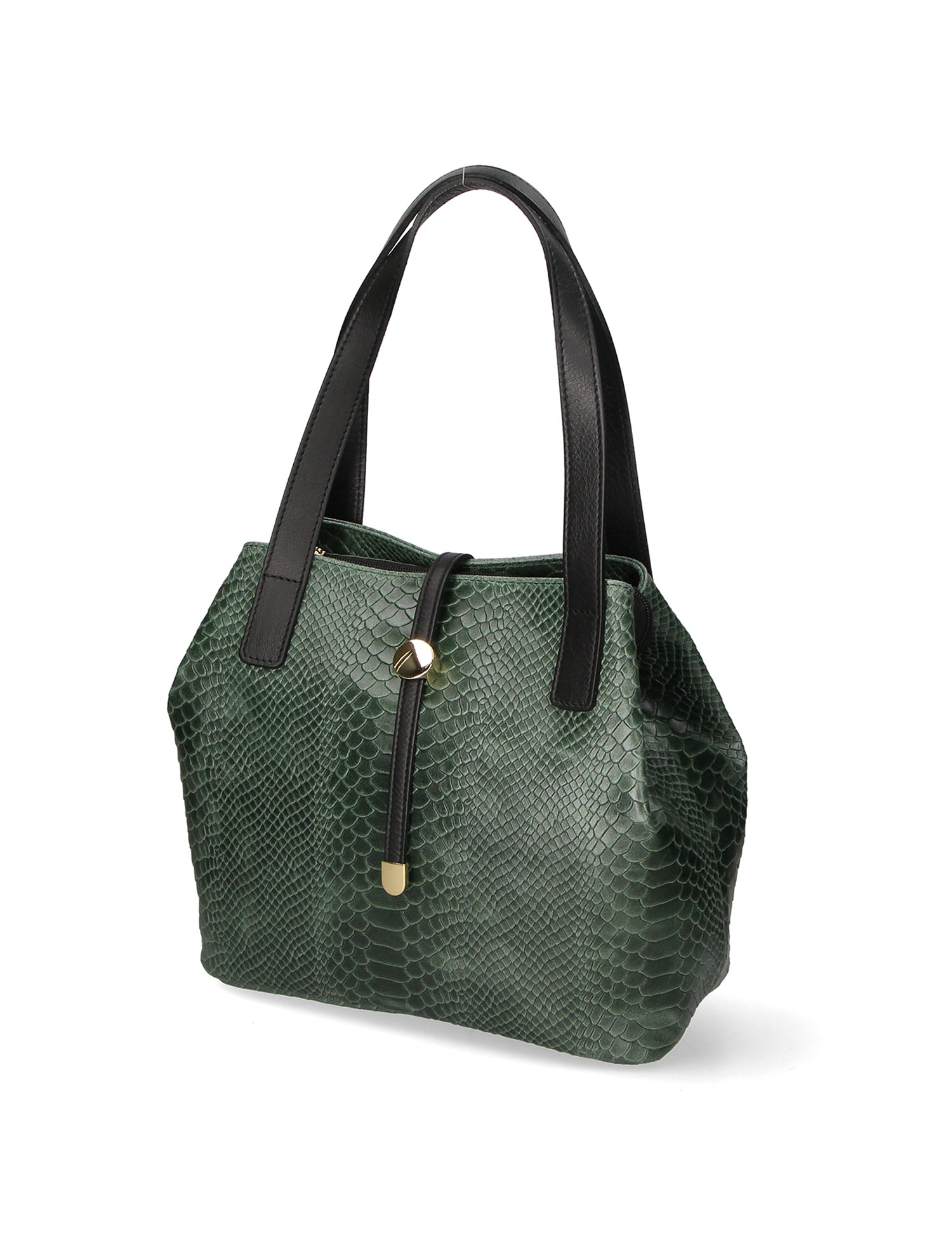 Clarissa Borsa a mano da donna Vera pelle 5276-017 VERDE BOTTIGLIA Gave Lux