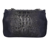 Camilla Borsa a tracolla da donna Pelle scamosciata croco 10029-BLEU Gave Lux