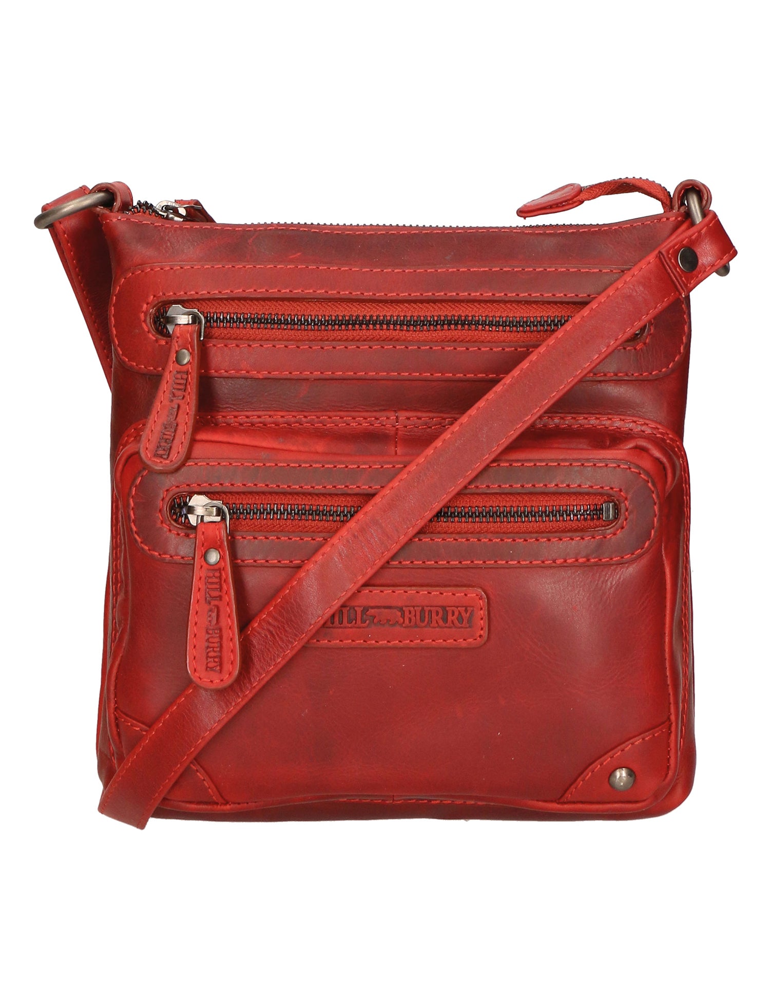 Borsa a tracolla da uomo Vera pelle RFID HILB-15118-ROSSO Hill Burry
