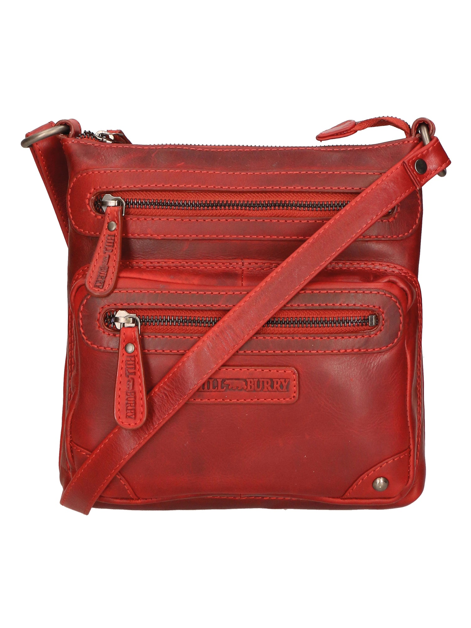 Borsa a tracolla da uomo Vera pelle RFID HILB-15118-ROSSO Hill Burry