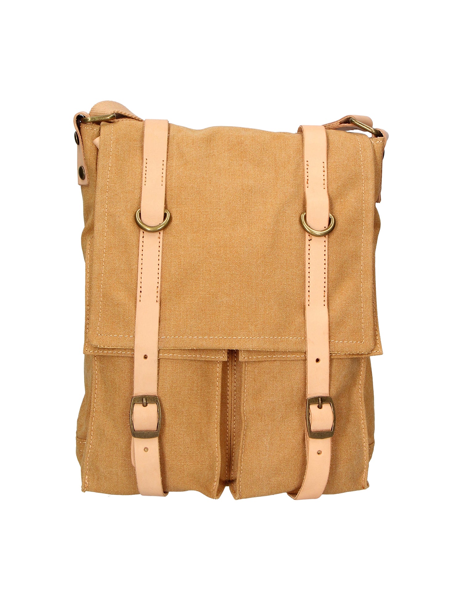 Milena Borsa a tracolla unisex Canvas e vera pelle ZG3009-CUOIO COGNAC Gave Lux