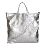 Borsa a mano da donna Vera pelle stampata coccodrillo MYB-7043-SS-ARGENTO My Best Bag