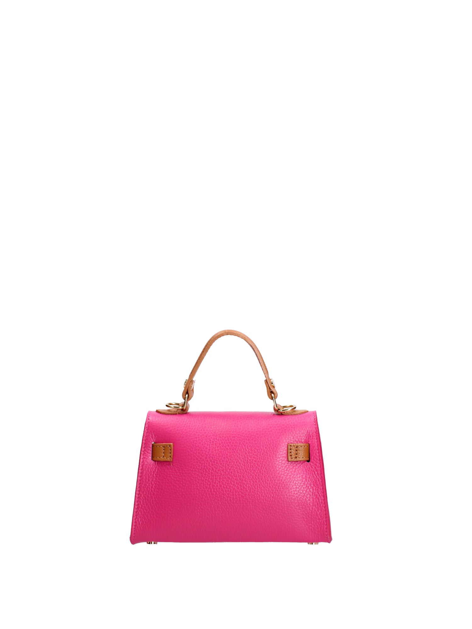 Borsa a mano da donna 100% vera pelle 07221-D02 FUXIA+D44 CUOIO Roberta Rossi