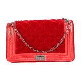 Valeriana Borsa a tracolla da donna Velluto e pelle 1139-ROSSO  Gave Lux