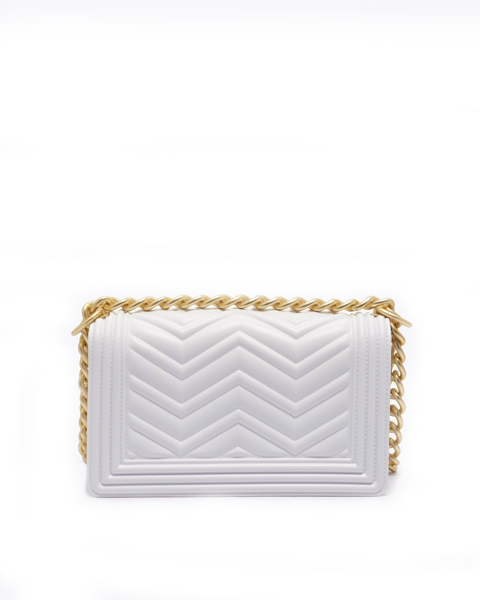 Borsa a mano da donna 100% PVC FLAT S MANHATTAN-OFF BLANC + OFF GOLD Marc Ellis