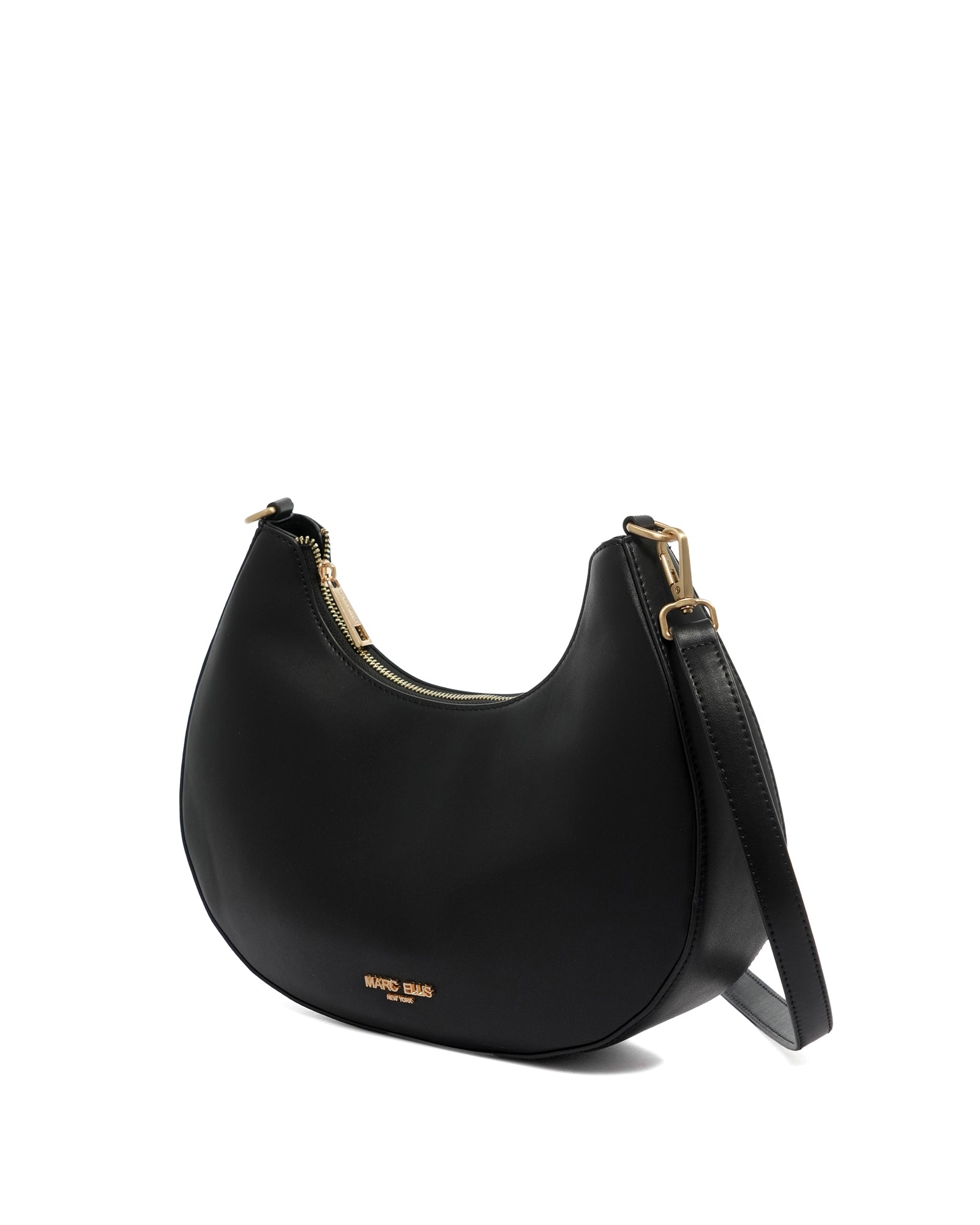 Borsa a spalla da donna 100% poliuretano LAILA-MACRO-BLACK-BRUSH GOLD Marc Ellis