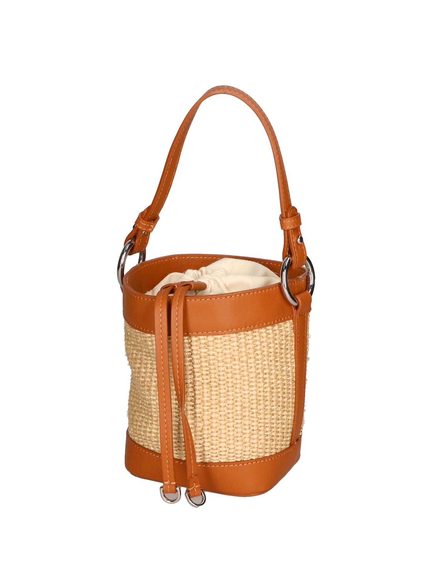 Borsa a secchiello da donna Misto pelle e tessuto MYB-05166-SS-141+S44 CUOIO My Best Bag