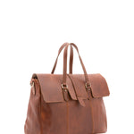 Borsa da viaggio unisex in vera pelle 100% cotone 4066-MARRONE Alessia Firenze