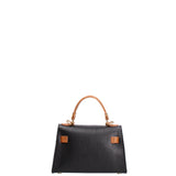 Borsa a mano da donna 100% vera pelle 07221-D28 NERO+D44 CUOIO Roberta Rossi