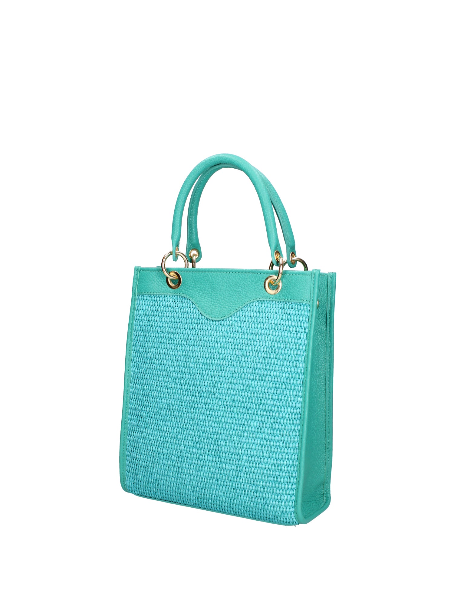 Borsa a mano da donna Misto pelle e tessuto 07149-D30 SMERALDO Roberta Rossi