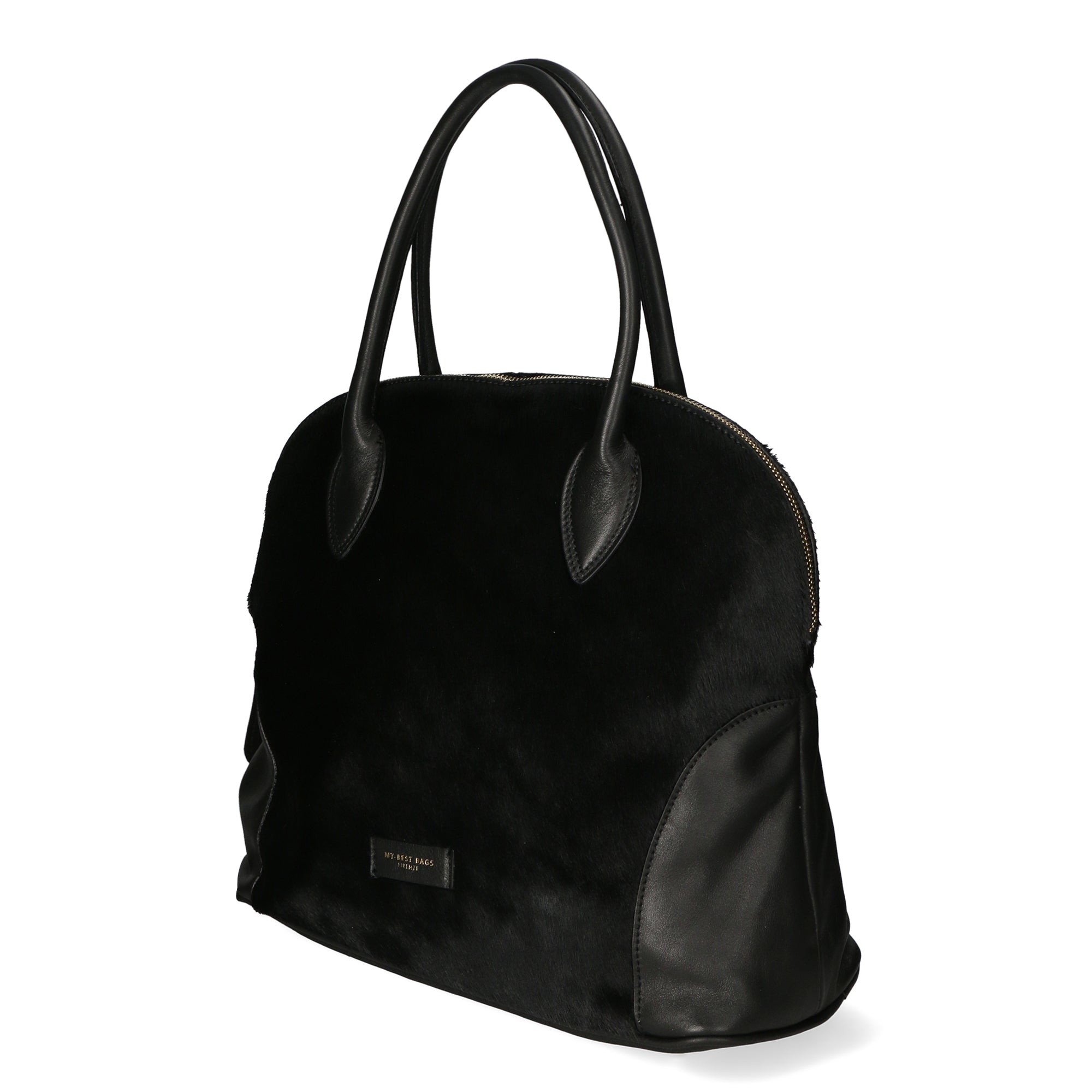 Borsa a mano da donna Vera pelle e calfhair MYB-8027-FW-NERO My Best Bag