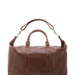 Borsa da viaggio unisex in vera pelle 100% cotone 4046-TESTA DI MORO Alessia Firenze
