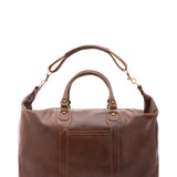 Borsa da viaggio unisex in vera pelle 100% cotone 4046-TESTA DI MORO Alessia Firenze