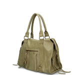 Borsa a Spalla in Genuine Printed Suede Leather Verde