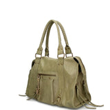 Borsa a Spalla in Genuine Printed Suede Leather Verde