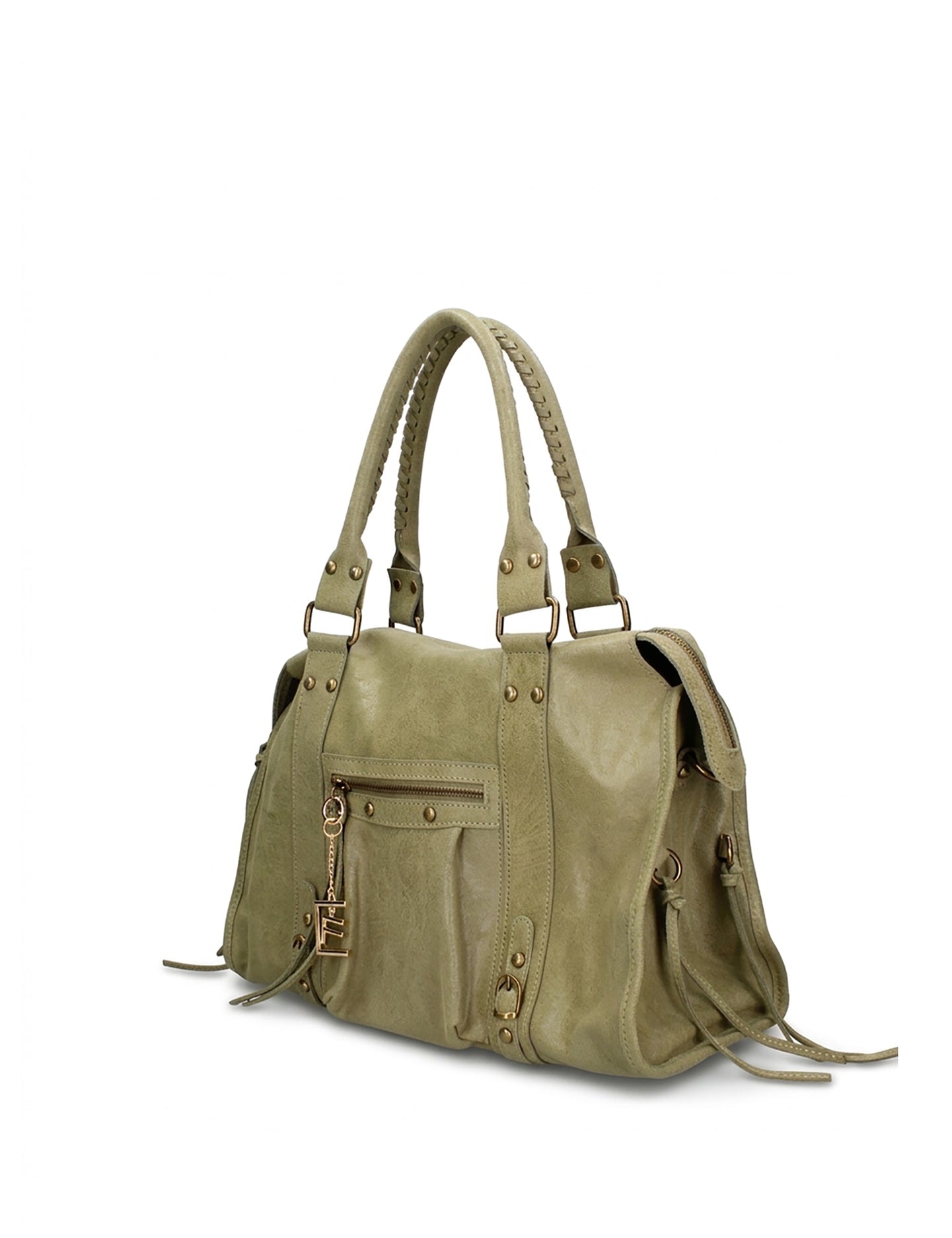 Borsa a Spalla in Genuine Printed Suede Leather Verde