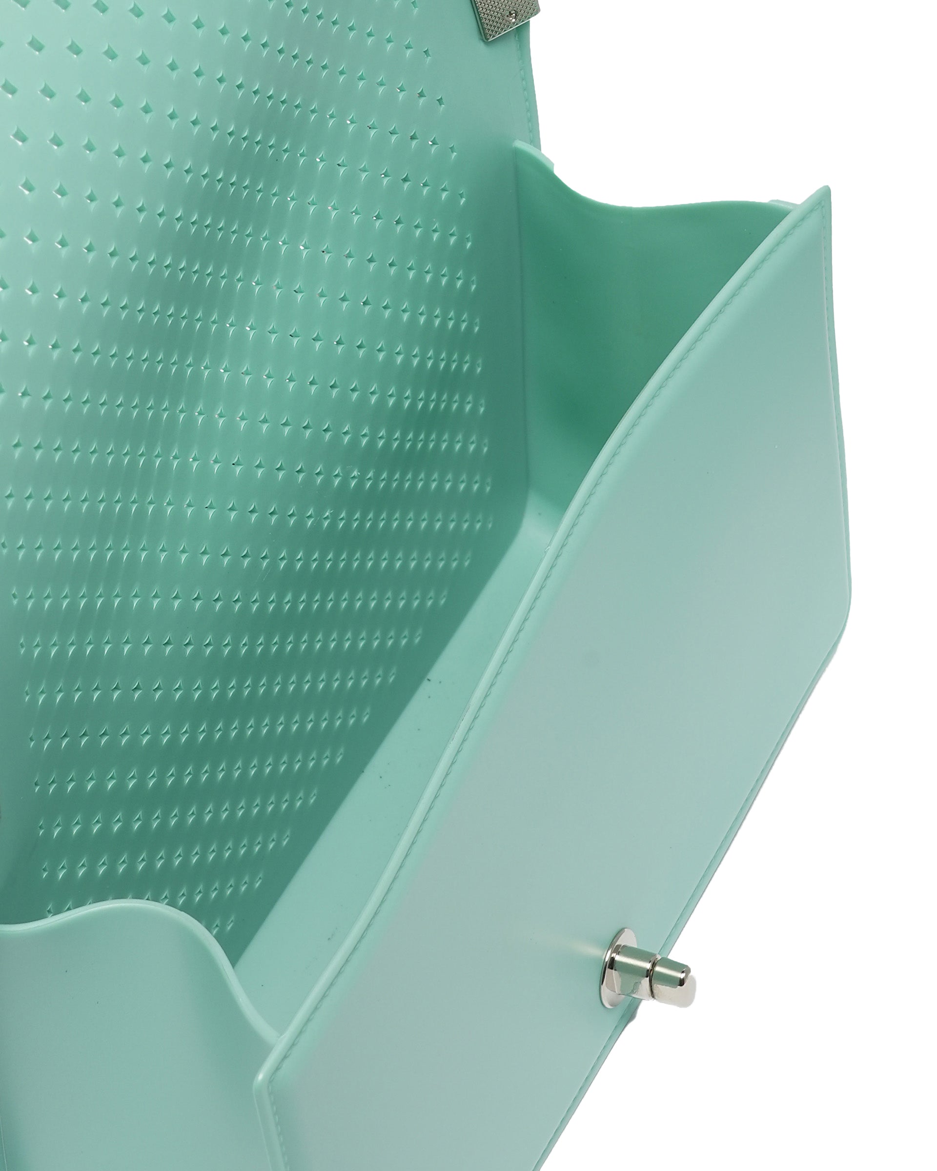 Borsa a mano da donna 100% Pvc FLAT M BALL-VERDE ACQUA + SILVER Marc Ellis