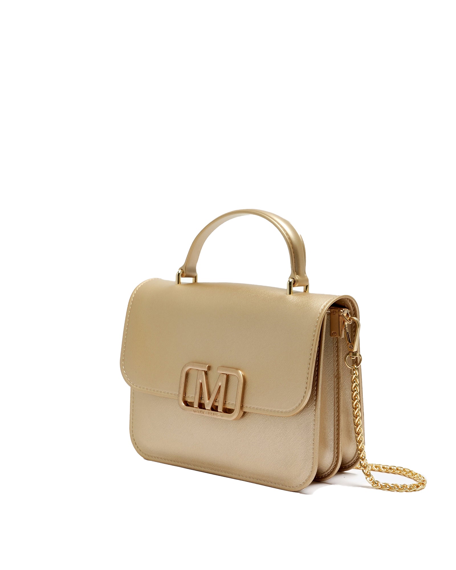 Borsa a mano da donna 100% Pvc FLAT EAR-GOLD + BRUSH GOLD Marc Ellis