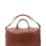 Borsa da viaggio unisex in vera pelle 100% cotone 4046-MARRONE Alessia Firenze