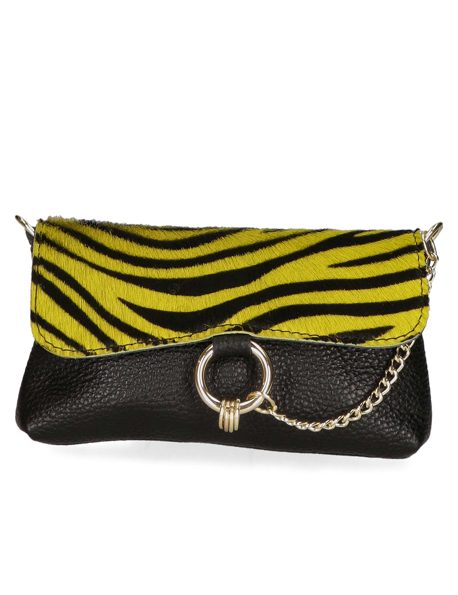 Safira Borsa a Mano in Vera Pelle Zebra Giallo Chiara Ferretti