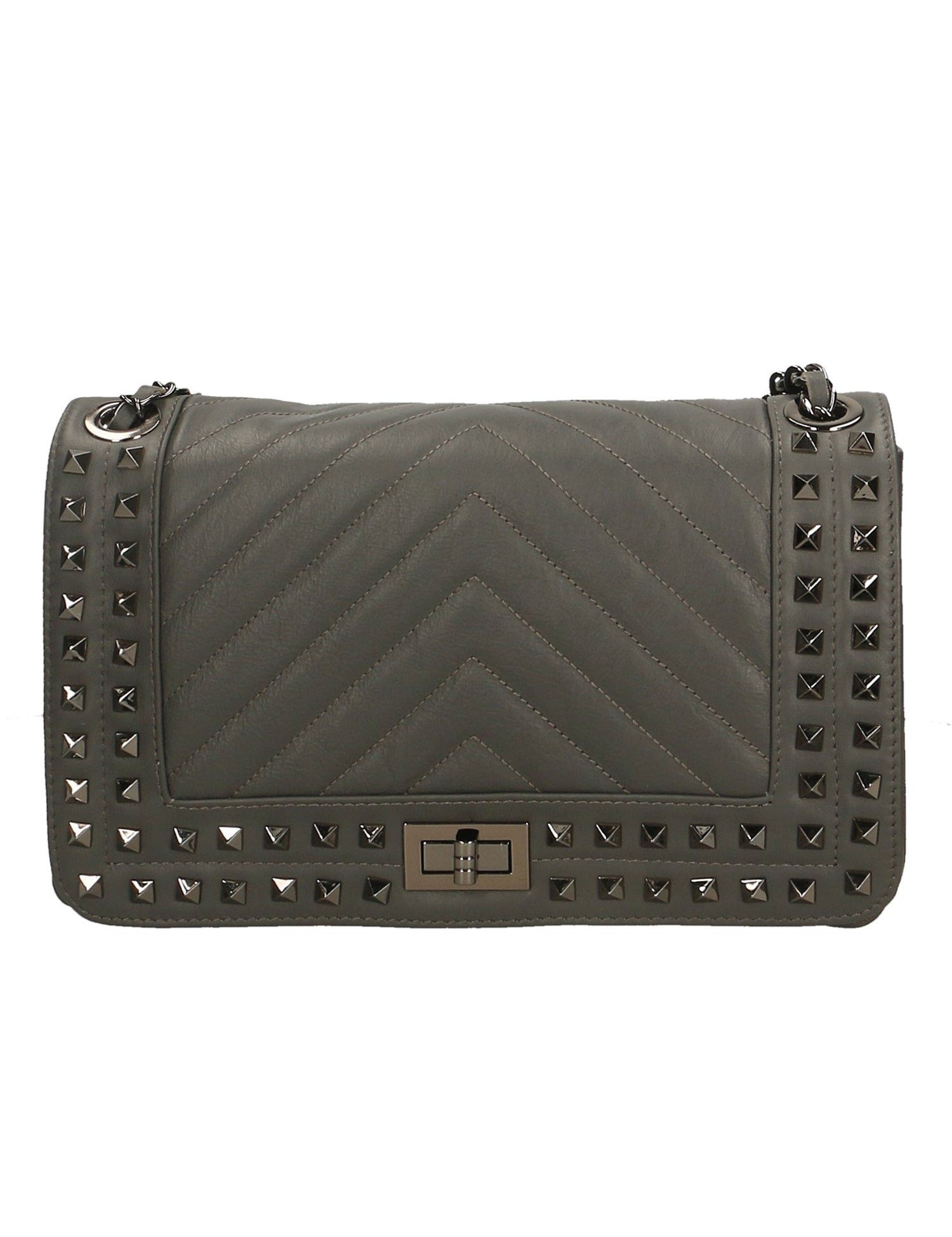 Bologna Borsa a spalla da donna Vera pelle 6590-GRIGIO GREY Gave Lux