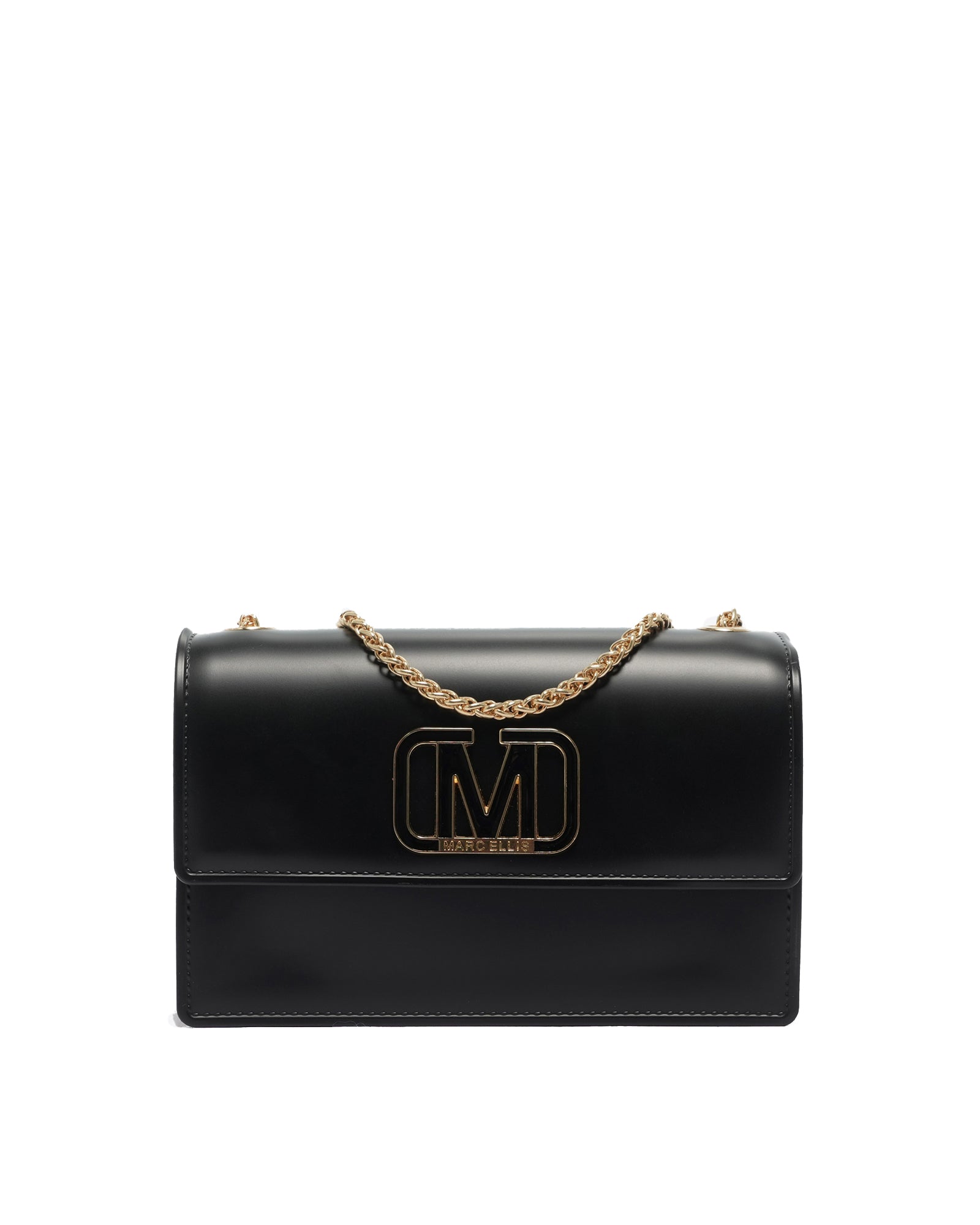Borsa a mano da donna 100% Pvc FLAT SUPERMEE M-BLACK + LIGHT GOLD Marc Ellis