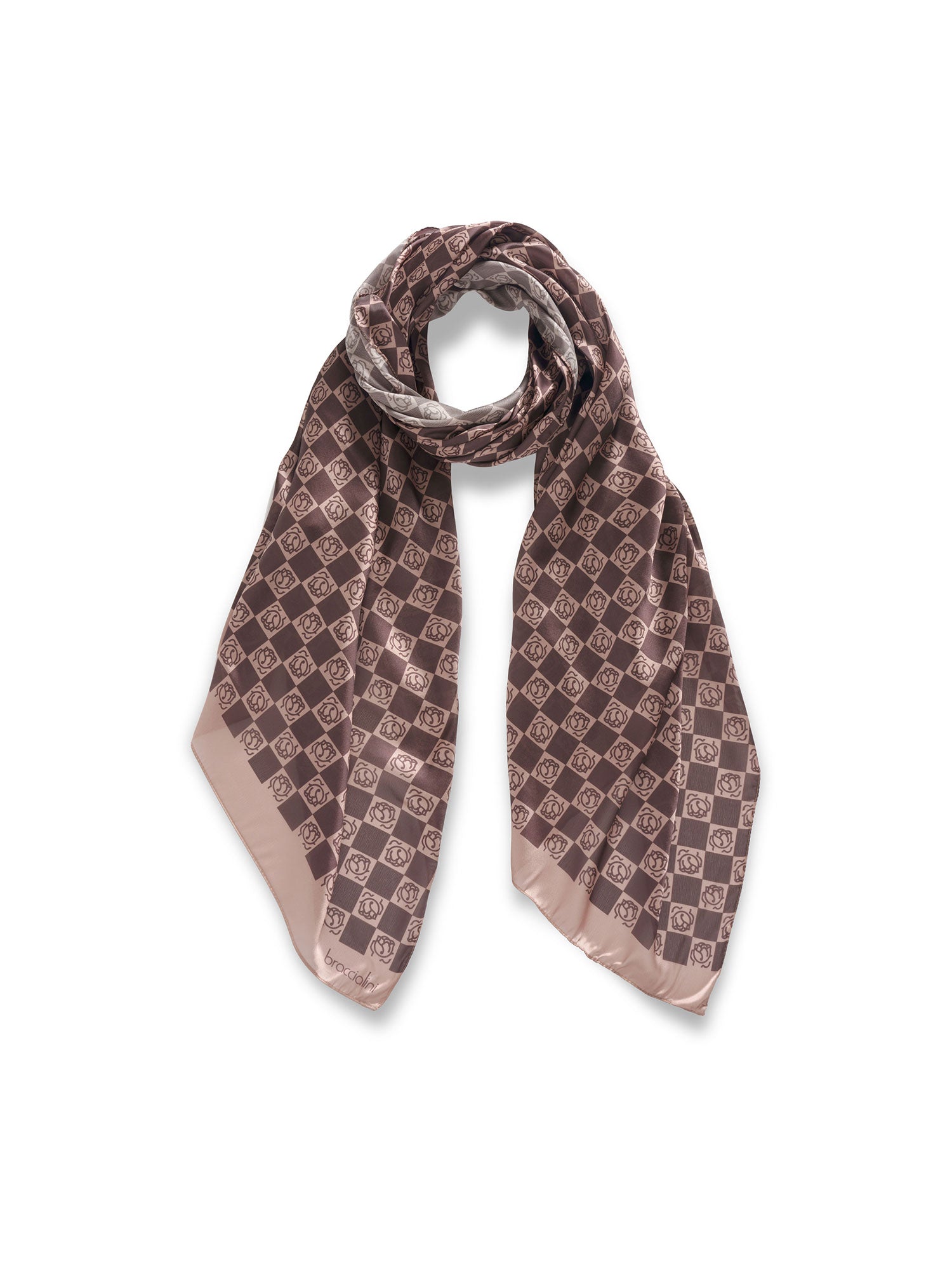 100% Poliestere Foulard da donna Erisma Lux Fashion BFR317-MARRONE Braccialini