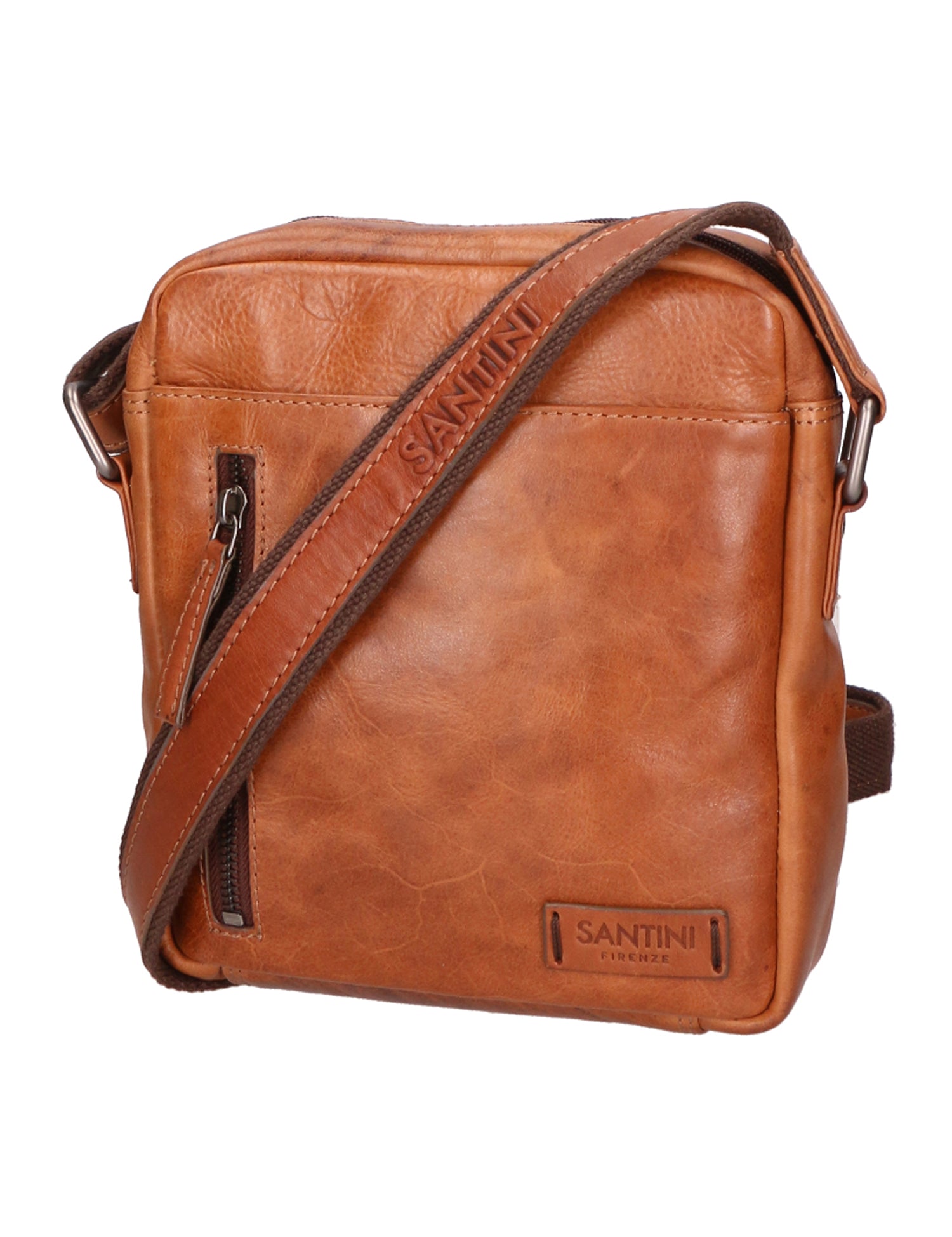 Borsa a tracolla unisex vera pelle Made in Italy SN5862847-TAN Santini Firenze