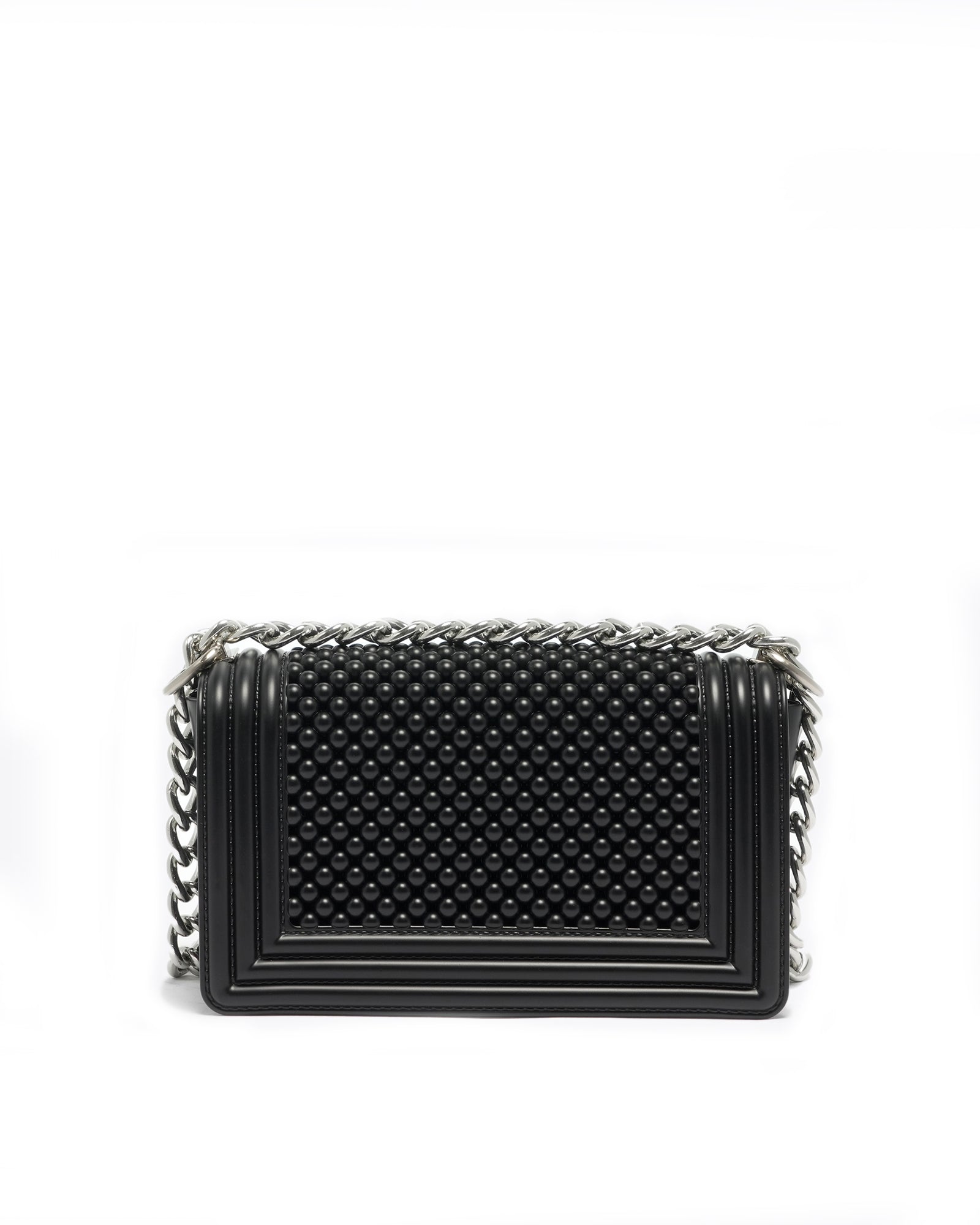 Borsa a mano da donna 100% Pvc FLAT S BALL-BLACK + BRUSH SILVER Marc Ellis