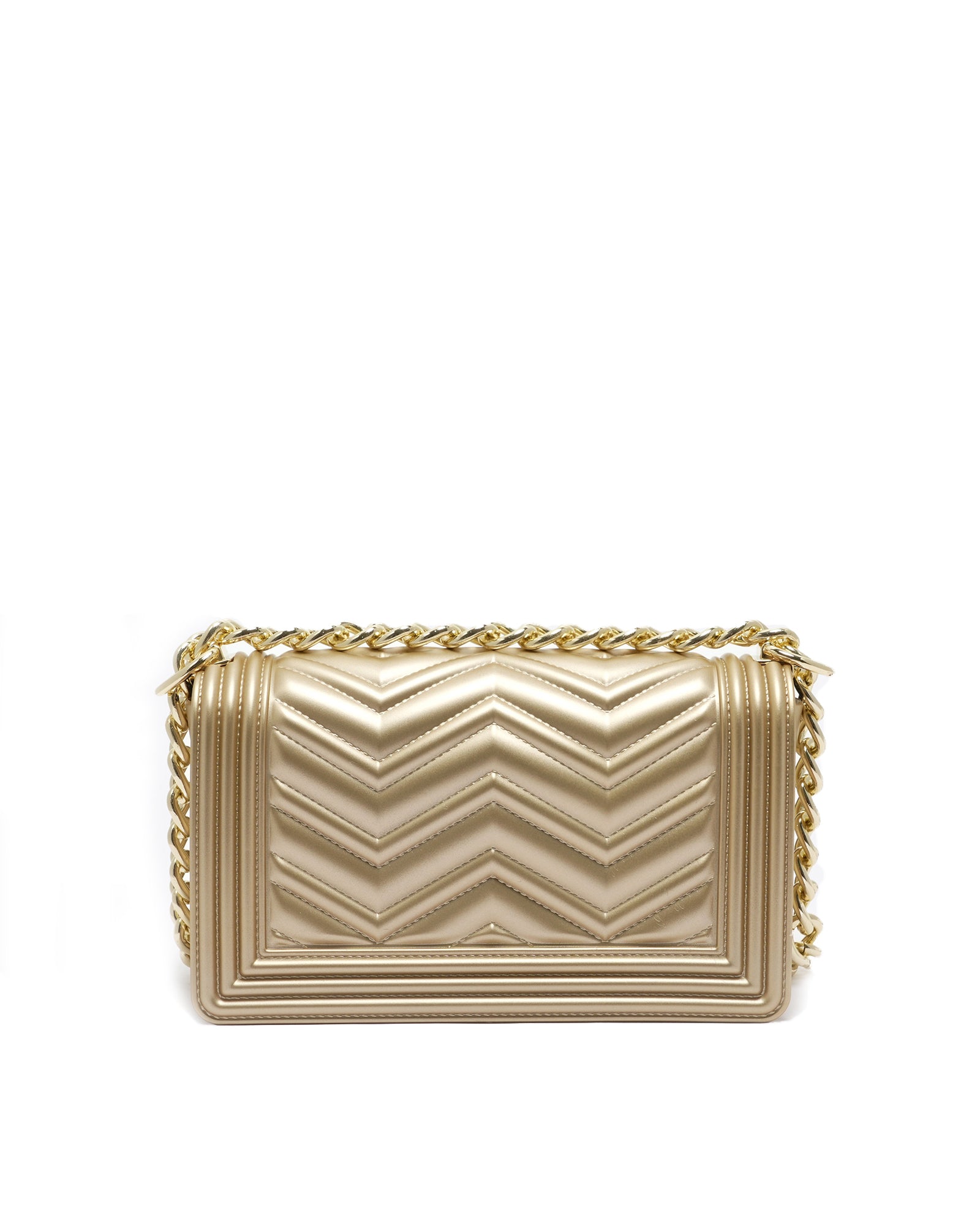 Borsa a mano da donna 100% PVC FLAT S MANHATTAN-GOLD + LIGHT GOLD Marc Ellis