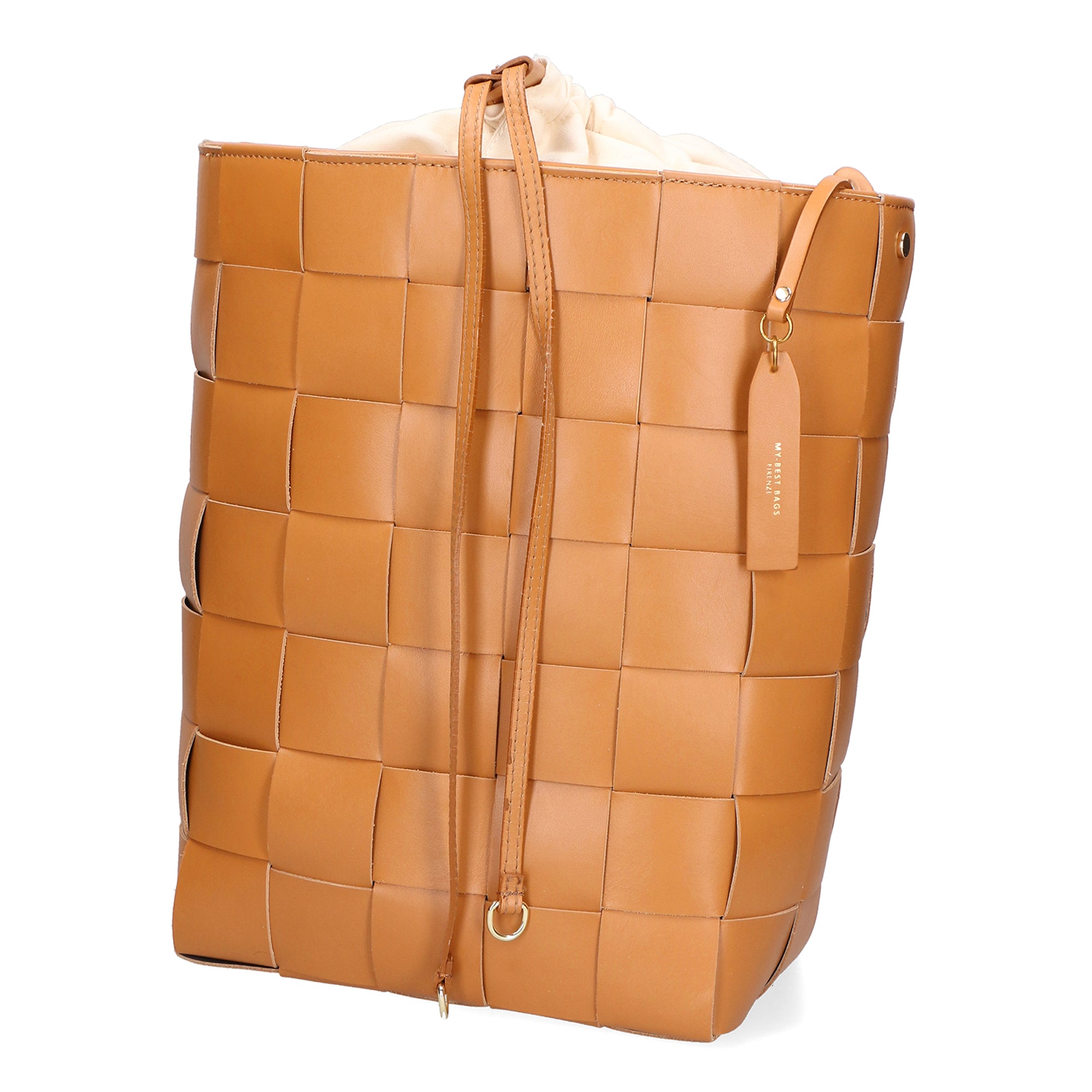 Borsa a tracolla da donna 100% pelle MYB-7054-SS-CUOIO+BEIGE My Best Bag