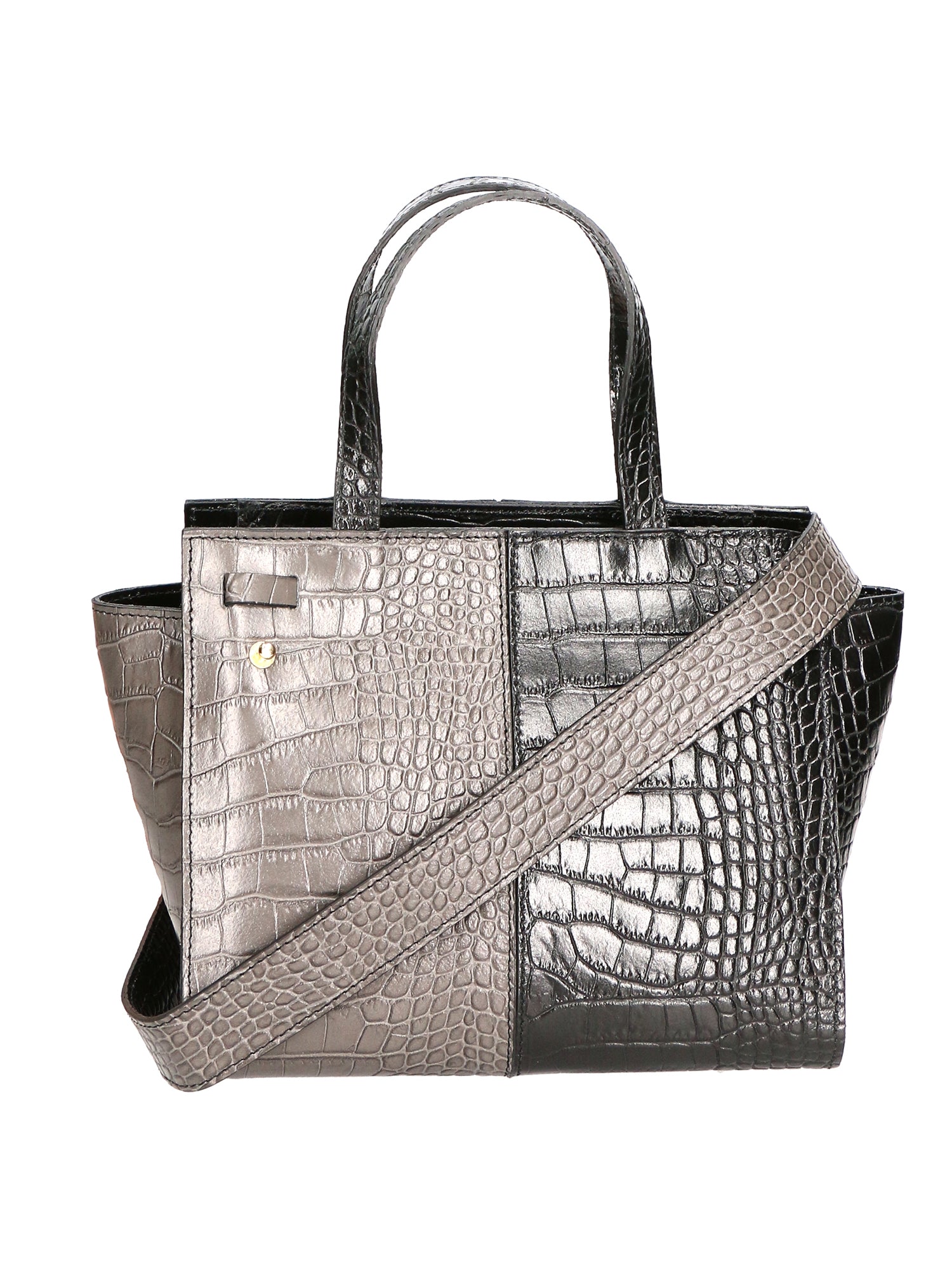 Ariana Borsa a mano da donna Vera pelle stampata cocco 05435-C28 NERO C27 CENERE Gave Lux