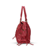 Borsa a Spalla in Genuine Printed Suede Leather Rosso Scuro